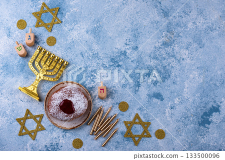 Traditional Jewish holiday Hanukkah background 133500096