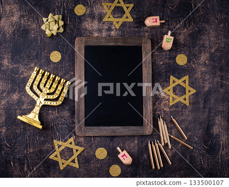 Traditional Jewish holiday Hanukkah background 133500107