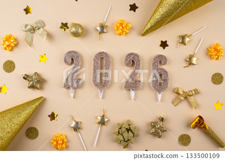 New year background with golden decoration 133500109