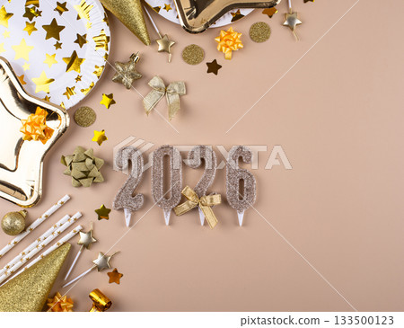 New year background with golden decoration 133500123