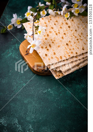 Traditional Jewish bread matzo for Passover 133500128