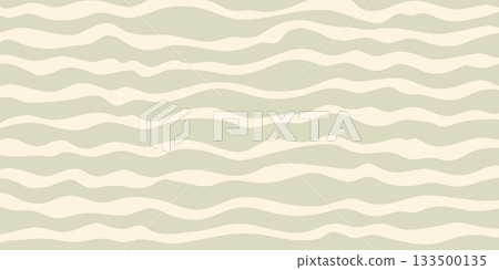 Wavy stripes pattern background with beige and sage lines with soft flowing curves. Wavy stripes pattern in soft retro colors. Great for wallpaper fabric packaging Wavy stripes pattern background with beige and sage lines with soft flowing curves. Wavy stripes pattern in soft retro colors. Great for wallpaper fabric packaging 133500135