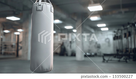 Blank white hanging punching bag mockup, ai generated Blank white hanging punching bag mockup, ai generated 133500227