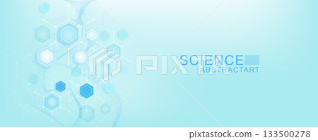 Health care or medical abstract background with hexagons, lines and dots. Scientific innovation banner template concept. Biology and pharmaceutical technology background. illustration. Health care or medical abstract background with hexagons, lines and dots. Scientific innovation banner template concept. Biology and pharmaceutical technology background. illustration. 133500278
