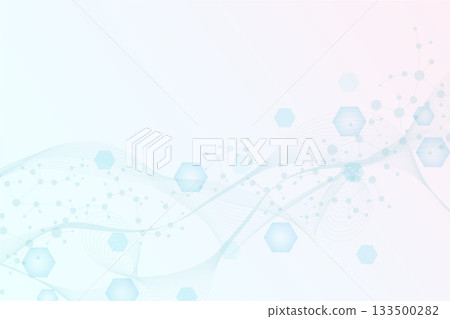 Health care or medical abstract background with hexagons, lines and dots. Scientific innovation banner template concept. Biology and pharmaceutical technology background. Vector illustration. Health care or medical abstract background with hexagons, lines and dots. Scientific innovation banner template concept. Biology and pharmaceutical technology background. Vector illustration. 133500282