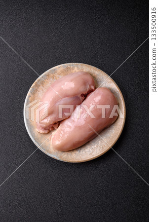 Raw chicken or turkey breast, skinless and boneless. Chicken breast 133500916