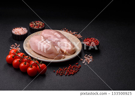 Raw chicken or turkey breast, skinless and boneless. Chicken breast Raw chicken or turkey breast, skinless and boneless. Chicken breast 133500925