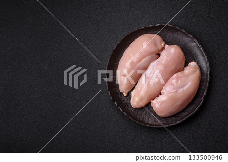Raw chicken or turkey breast, skinless and boneless. Chicken breast 133500946