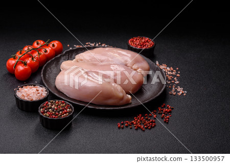 Raw chicken or turkey breast, skinless and boneless. Chicken breast Raw chicken or turkey breast, skinless and boneless. Chicken breast 133500957