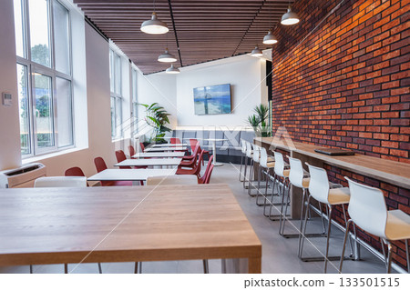 A modern empty canteen in an office building 133501515