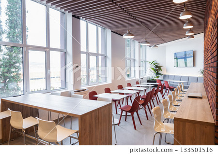 A modern empty canteen in an office building 133501516