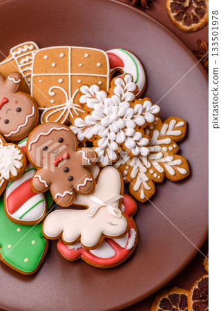 Christmas gingerbread, cookies, or baked goods for the winter holidays. Christmas gingerbread 133501978