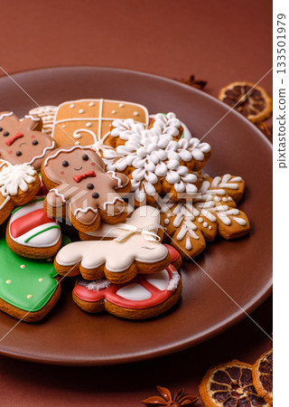 Christmas gingerbread, cookies, or baked goods for the winter holidays. Christmas gingerbread 133501979