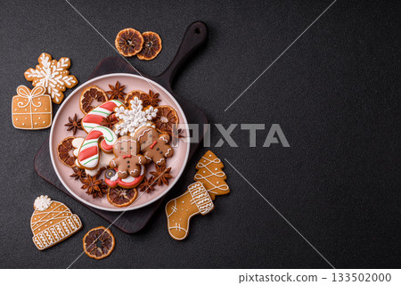 Christmas gingerbread, cookies, or baked goods for the winter holidays. Christmas gingerbread 133502000