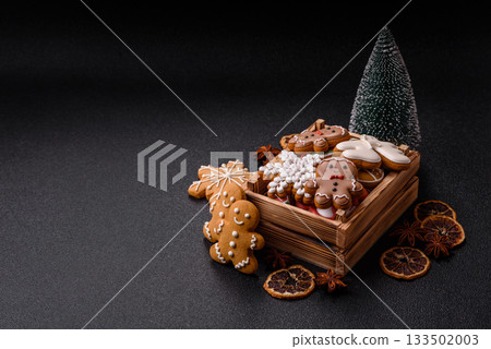 Christmas gingerbread, cookies, or baked goods for the winter holidays. Christmas gingerbread Christmas gingerbread, cookies, or baked goods for the winter holidays. Christmas gingerbread 133502003