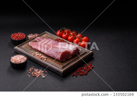 Raw pork tenderloin, fresh meat, a source of protein, and an ingredient for a meal. Pork tenderloin 133502169