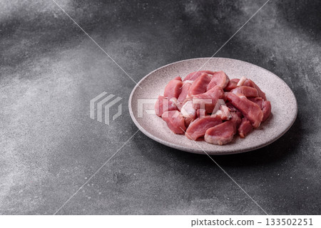 Raw pork, sliced, fresh meat, a source of protein, and an ingredient for a hearty meal. Raw pork Raw pork, sliced, fresh meat, a source of protein, and an ingredient for a hearty meal. Raw pork 133502251
