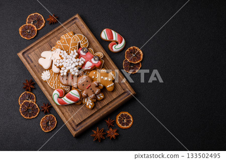 Christmas gingerbread, cookies, or baked goods for the winter holidays. Christmas gingerbread 133502495