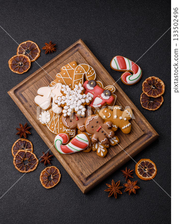 Christmas gingerbread, cookies, or baked goods for the winter holidays. Christmas gingerbread 133502496