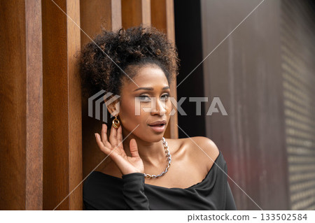 African American woman with modern jewelry African American woman with modern jewelry 133502584