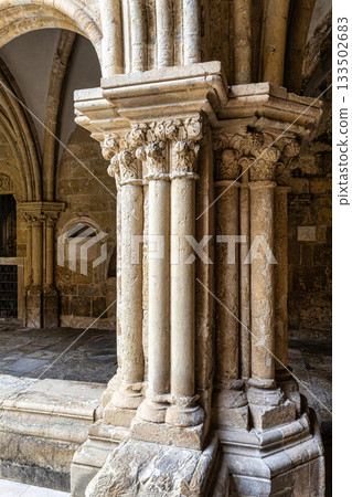 Gothic romanesque cloister of old Coimbra Cathedral, Se Velha de Coimbra in Portugal Gothic romanesque cloister of old Coimbra Cathedral, Se Velha de Coimbra in Portugal 133502683