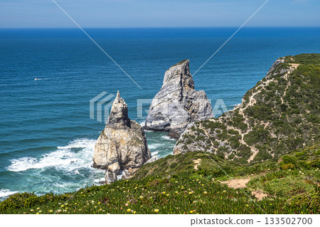 Praia Da Ursa, Ursa Beach near Cabo Da Roca on Atlantic coast, Sintra, Portugal Praia Da Ursa, Ursa Beach near Cabo Da Roca on Atlantic coast, Sintra, Portugal 133502700