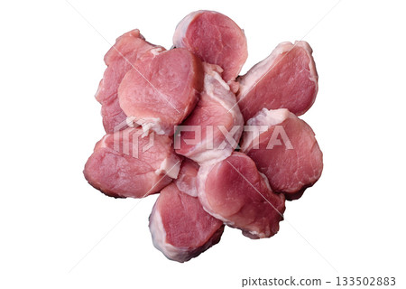 Raw pork tenderloin, sliced, is fresh meat, a source of protein. Pork tenderloin 133502883