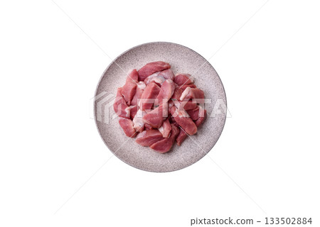 Raw pork, sliced, fresh meat, a source of protein, and an ingredient for a hearty meal. Raw pork Raw pork, sliced, fresh meat, a source of protein, and an ingredient for a hearty meal. Raw pork 133502884