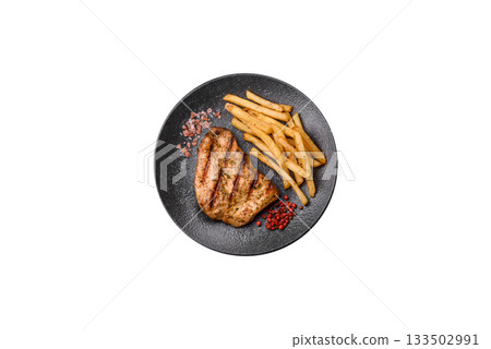 Chicken breast steak, grilled poultry fillet, healthy food, lunch. Chicken steak 133502991