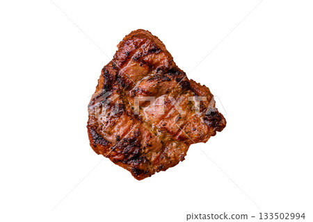 Pork breast steak, grilled fillet, healthy food, lunch. Pork steak as food background Pork breast steak, grilled fillet, healthy food, lunch. Pork steak as food background 133502994