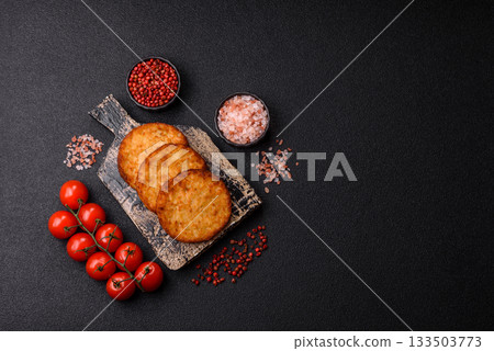 Potato hash browns, a cooked vegetable breakfast food. Potato hash brown Potato hash browns, a cooked vegetable breakfast food. Potato hash brown 133503773