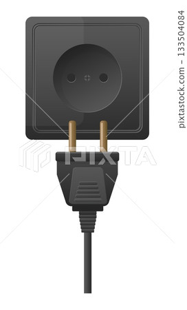 Black plastic international socket and plug. Electrical appliances for connecting electricity voltage. Equipment outlet. Household device. Electric adapters. Vector realistic objects Black plastic international socket and plug. Electrical appliances for connecting electricity voltage. Equipment outlet. Household device. Electric adapters. Vector realistic objects 133504084