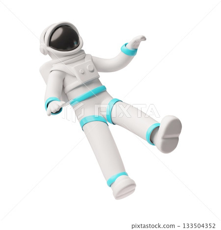 Astronaut flying in weightlessness vector 3D cartoon plastic style, cosmonaut in spacesuit soaring in zero gravity 133504352