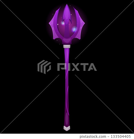 A magical purple glowing staff on a black and isolated background. A magical purple glowing staff on a black and isolated background. 133504405