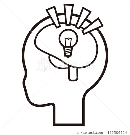 單色圖標,描繪大腦,象徵激發靈感和創造力 單色圖標,描繪大腦,象徵激發靈感和創造力 133504524