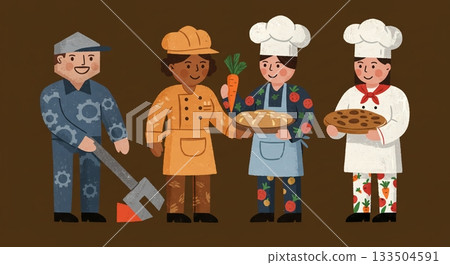 民藝風格。一名男子正在食品廠維護和修理生產機器。 133504591