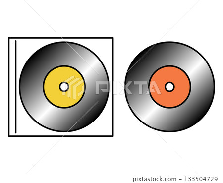 Simple CD, disc, and record icon material - cartoon illustration 133504729