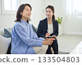 A young businesswoman explaining to a middle-aged woman A young businesswoman explaining to a middle-aged woman 133504803