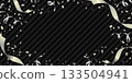 A luxurious party frame background with flying black and silver confetti and ribbons 133504941