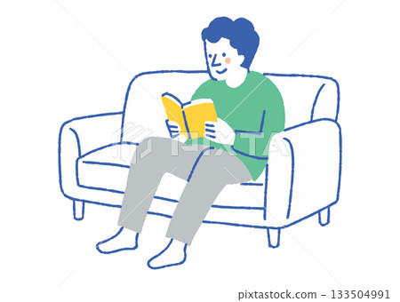 一位神態放鬆的男士正在閱讀_彩色 一位神態放鬆的男士正在閱讀_彩色 133504991