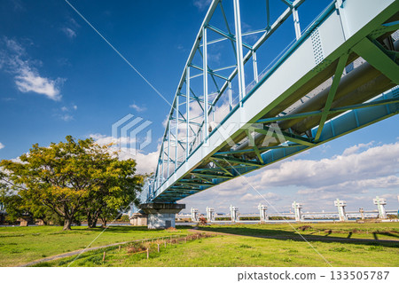 大阪市淀川公園長良地區穿過的渡槽橋 133505787