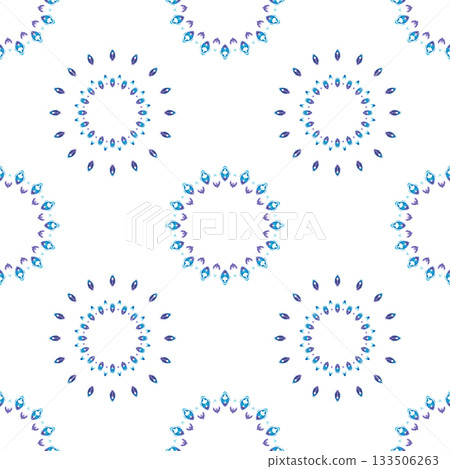 Seamless watercolor pattern with circular blue and purple abstract elements arranged in a repeating layout on a clean white background. Delicate decorative design for creative projects. Seamless watercolor pattern with circular blue and purple abstract elements arranged in a repeating layout on a clean white background. Delicate decorative design for creative projects. 133506263
