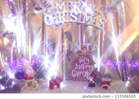 Christmas illumination with Christmas tree decorations 133506503