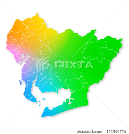 Aichi prefecture and municipalities map 133506750