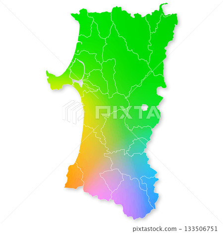 Akita prefecture and municipalities map 133506751