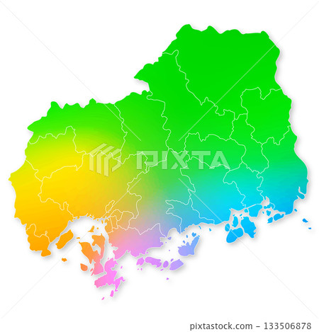 Hiroshima prefecture and municipalities map Hiroshima prefecture and municipalities map 133506878