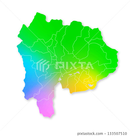 Yamanashi prefecture and municipalities map 133507510