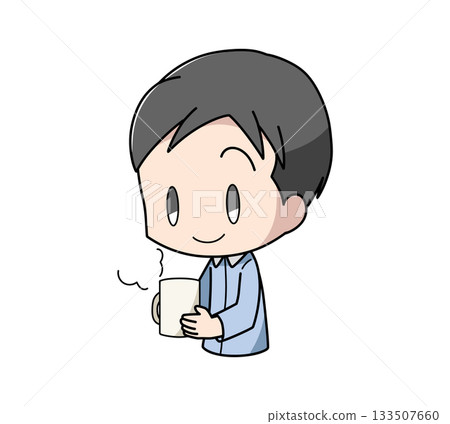 圖:一名男子睡前喝熱飲 圖:一名男子睡前喝熱飲 133507660