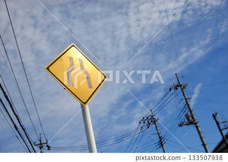 Warning signs and blue sky Warning signs and blue sky 133507938