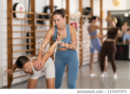Young women in self-defense training 133507971